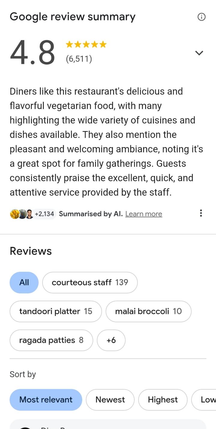 Haven Sampoorna on Google: AI review summary on Google